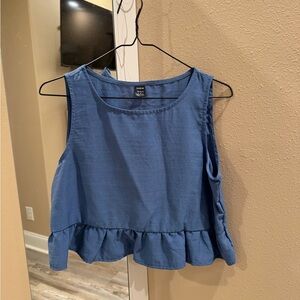 SHEIN Blue Ruffle Hem Tank Top